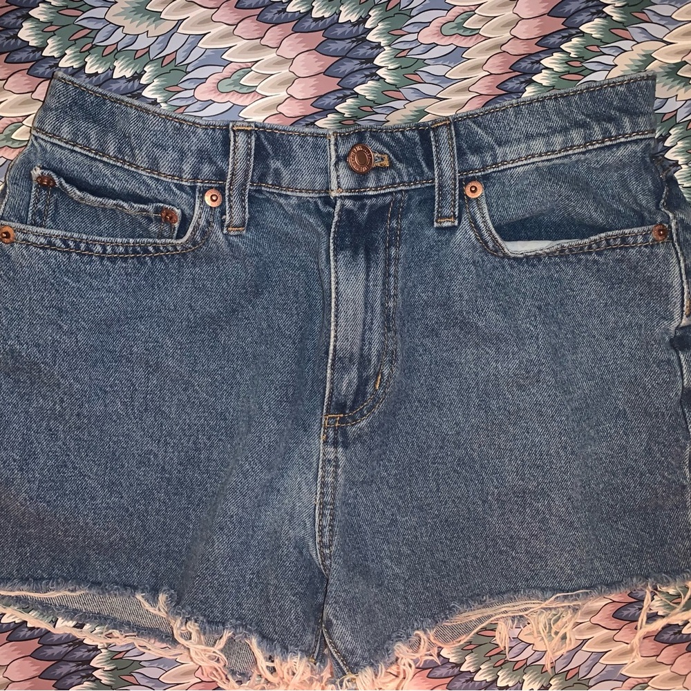 PINK Victoria's Secret Blue Jean Shorts High-Waisted - Picture 2 of 3
